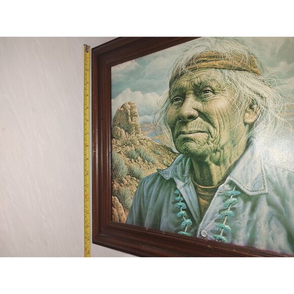 Vintage Alfredo Rodriguez Framed Print Art Of A Native American Man In Desert - Picture 9 of 11